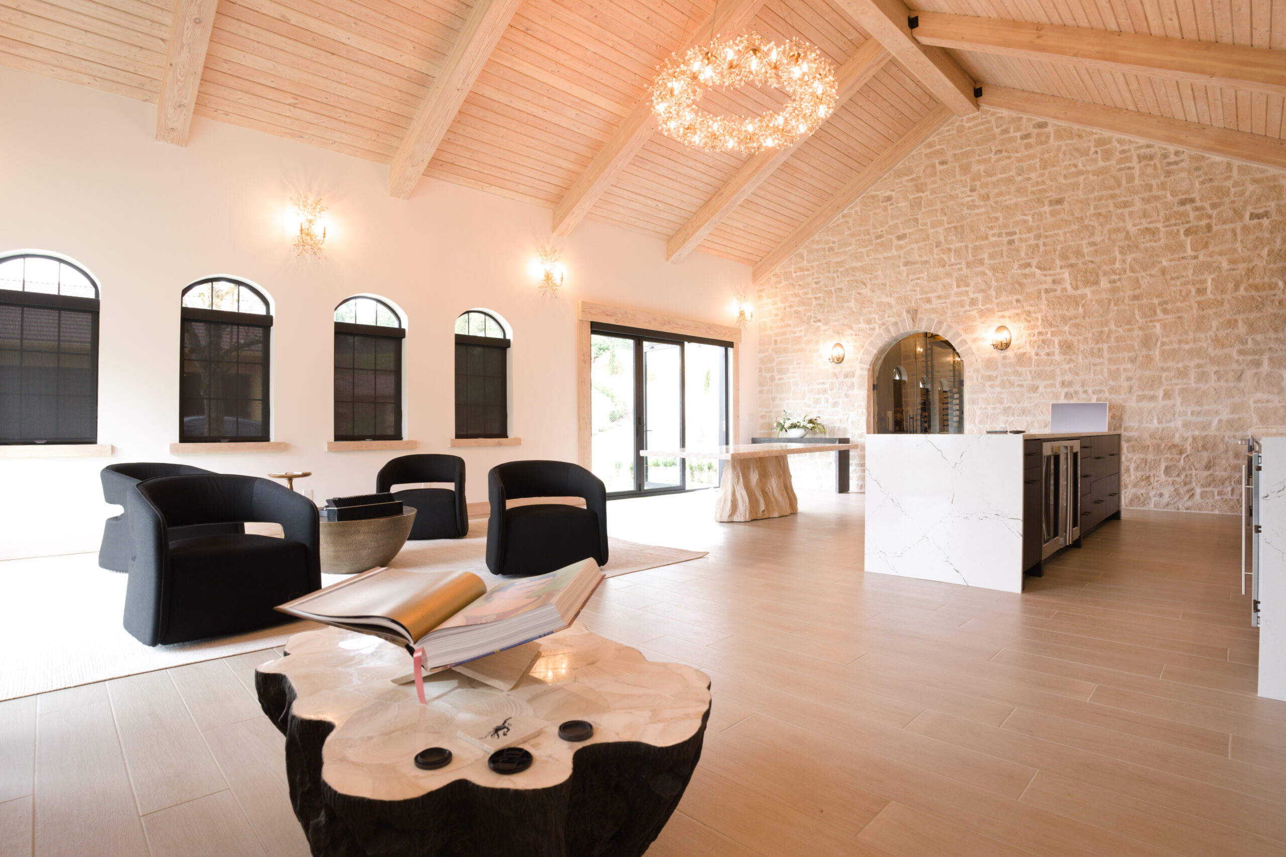 Interior with warm wood details